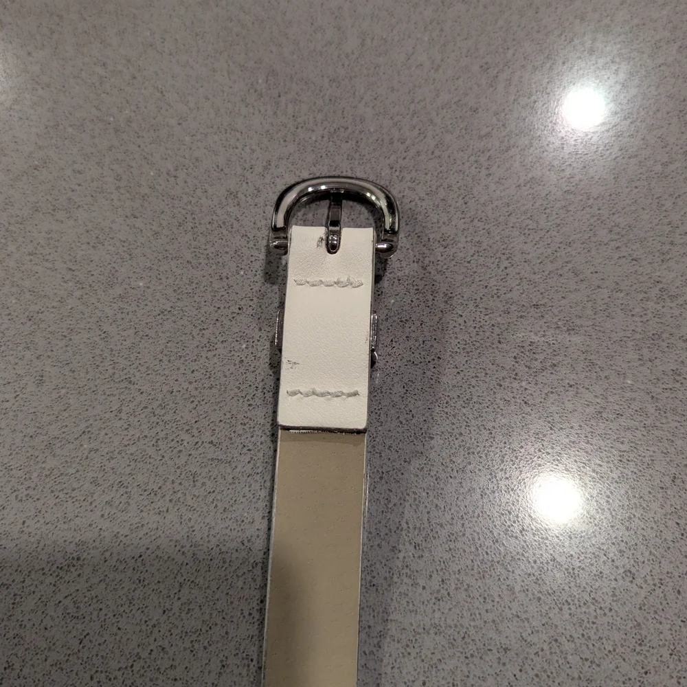 Madden Girl White Belt with Silver Buckle